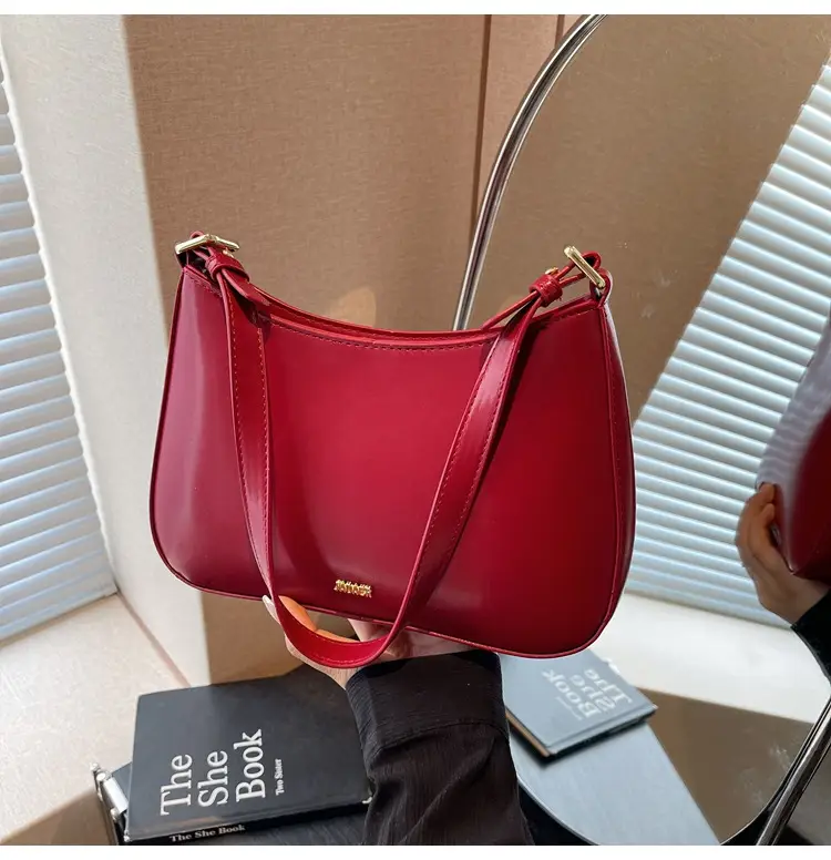Women's Red PU Leather Shoulder Bag 18x25cm — feature 10
