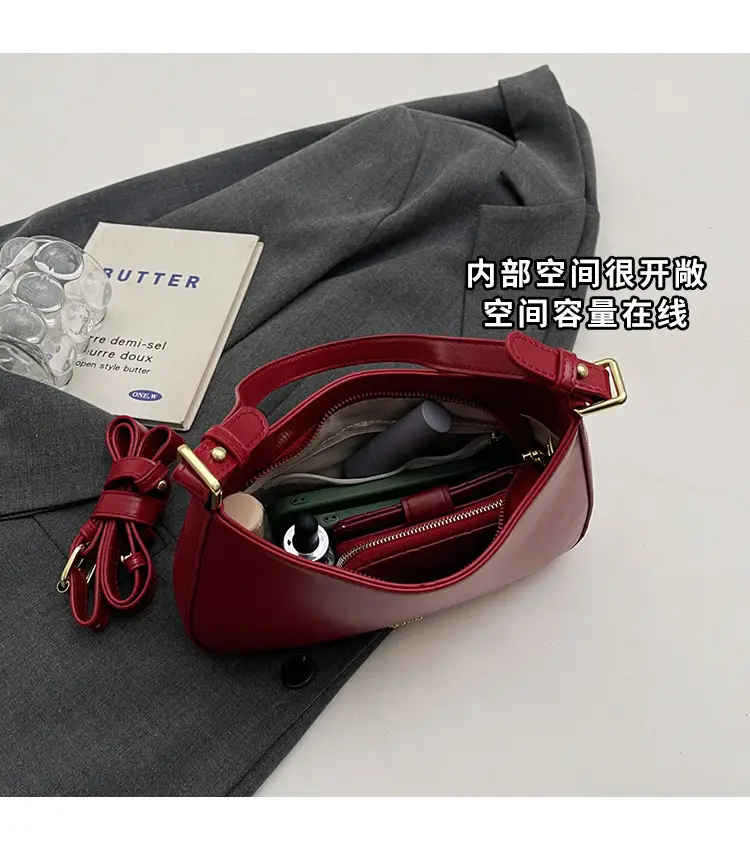 Women's Red PU Leather Shoulder Bag 18x25cm — feature 20