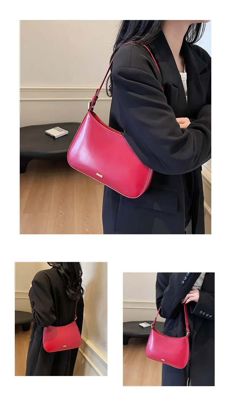 Women's Red PU Leather Shoulder Bag 18x25cm — feature 4