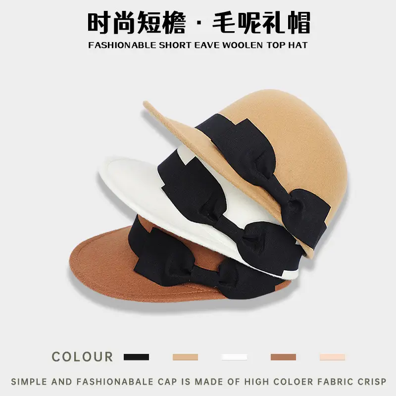 Vintage Woolen Bow Cap Women Autumn Winter Japanese Equestrian Hat White - Image 6