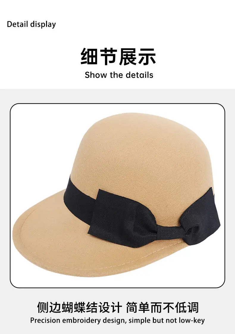 Vintage Woolen Bow Cap Women Autumn Winter Japanese Equestrian Hat White — feature 10