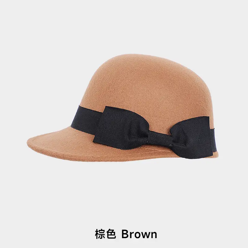 Vintage Woolen Bow Cap Women Autumn Winter Japanese Equestrian Hat White - Image 2