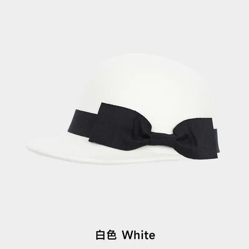 Vintage Woolen Bow Cap Women Autumn Winter Japanese Equestrian Hat White - Image 3