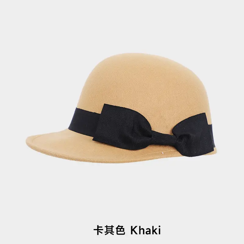 Vintage Woolen Bow Cap Women Autumn Winter Japanese Equestrian Hat White - Image 4
