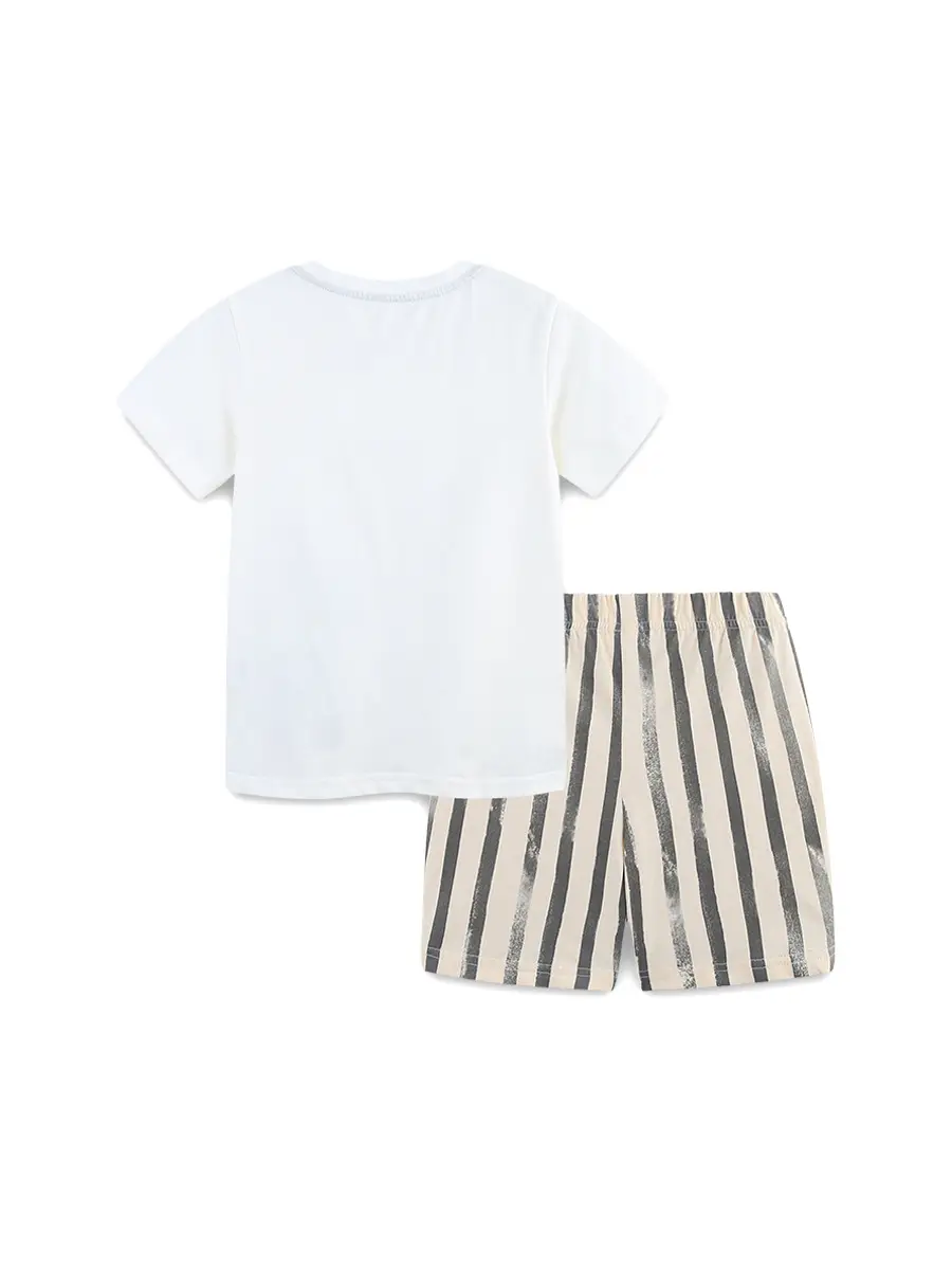 Cross-Striped Knitted Shorts Suit for Boys Summer - Image 4