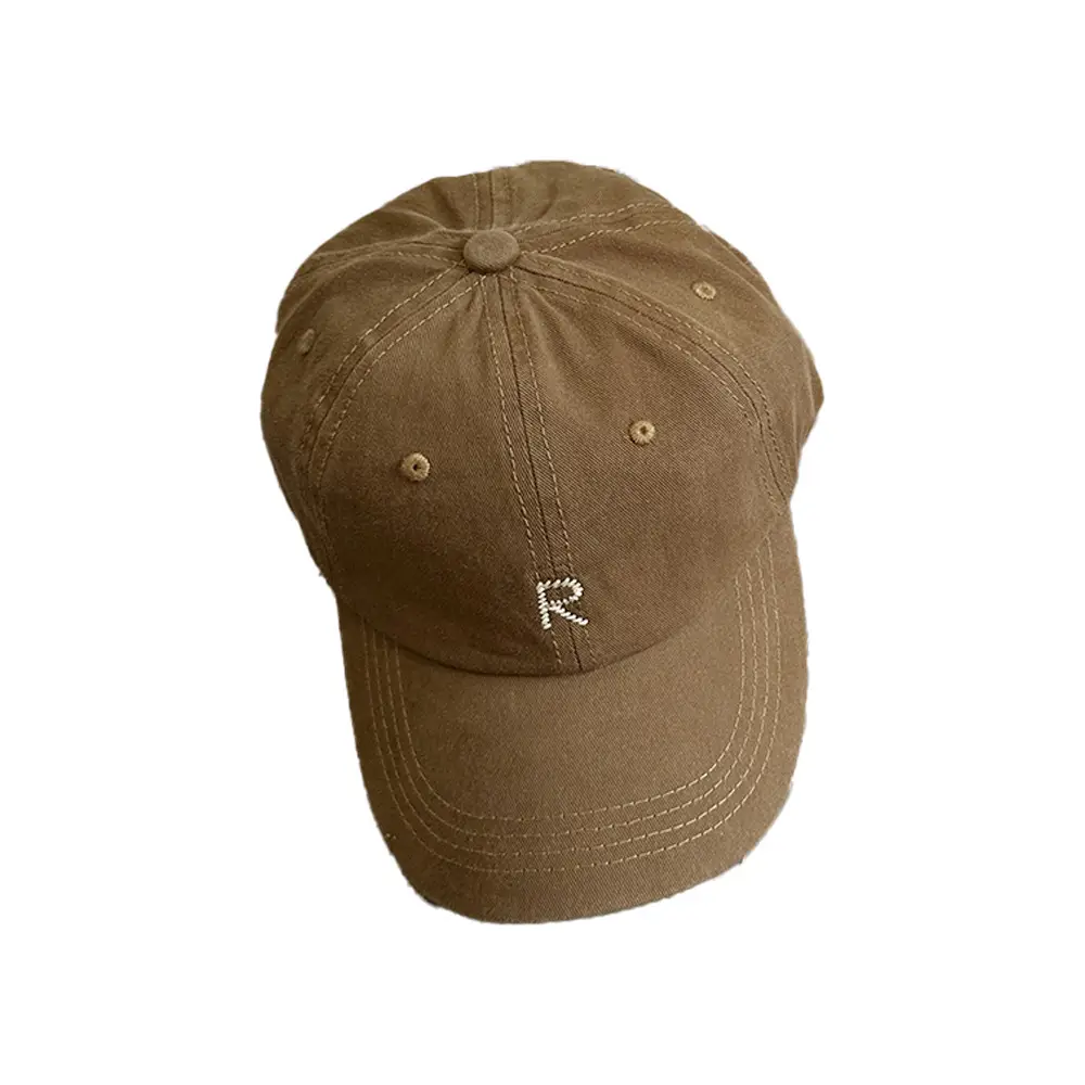 White Korean Style Baseball Cap with Letter Embroidery