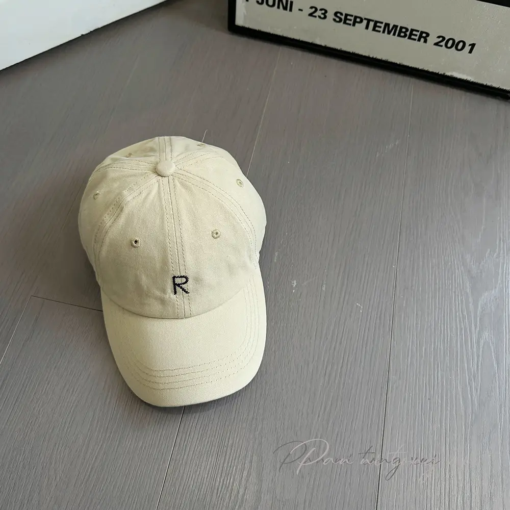 White Korean Style Baseball Cap with Letter Embroidery