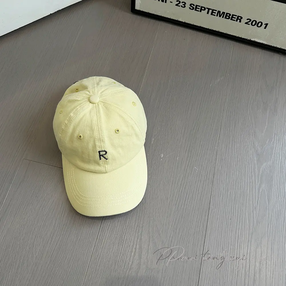 White Korean Style Baseball Cap with Letter Embroidery