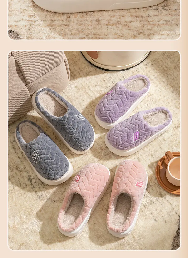 2025 New Thickened Cotton Slippers for Women Autumn and Winter Home Warmth Anti-Slip Plus Velvet Thick Sole Couple Cotton Slippers Wholesale — feature 14
