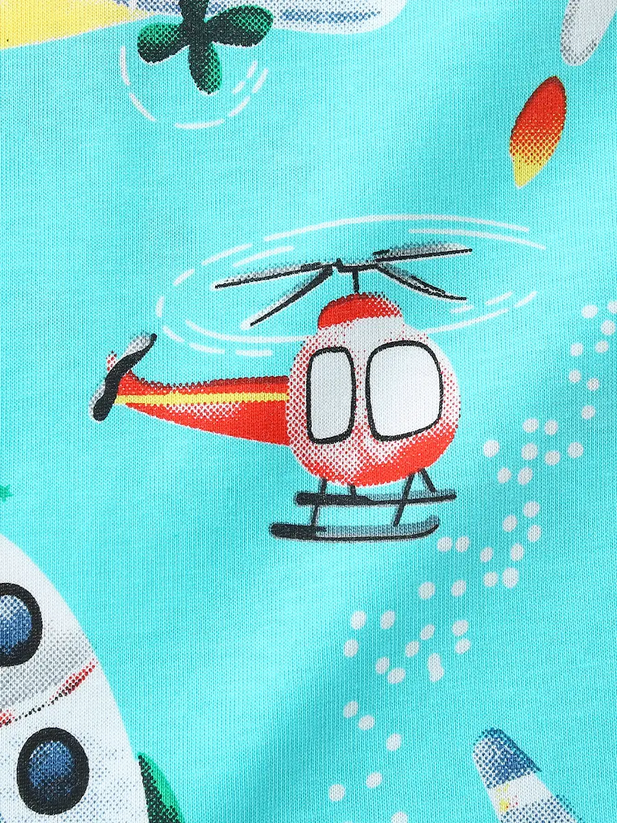 Kids Cartoon T-Shirt Blue Short Sleeve Cotton