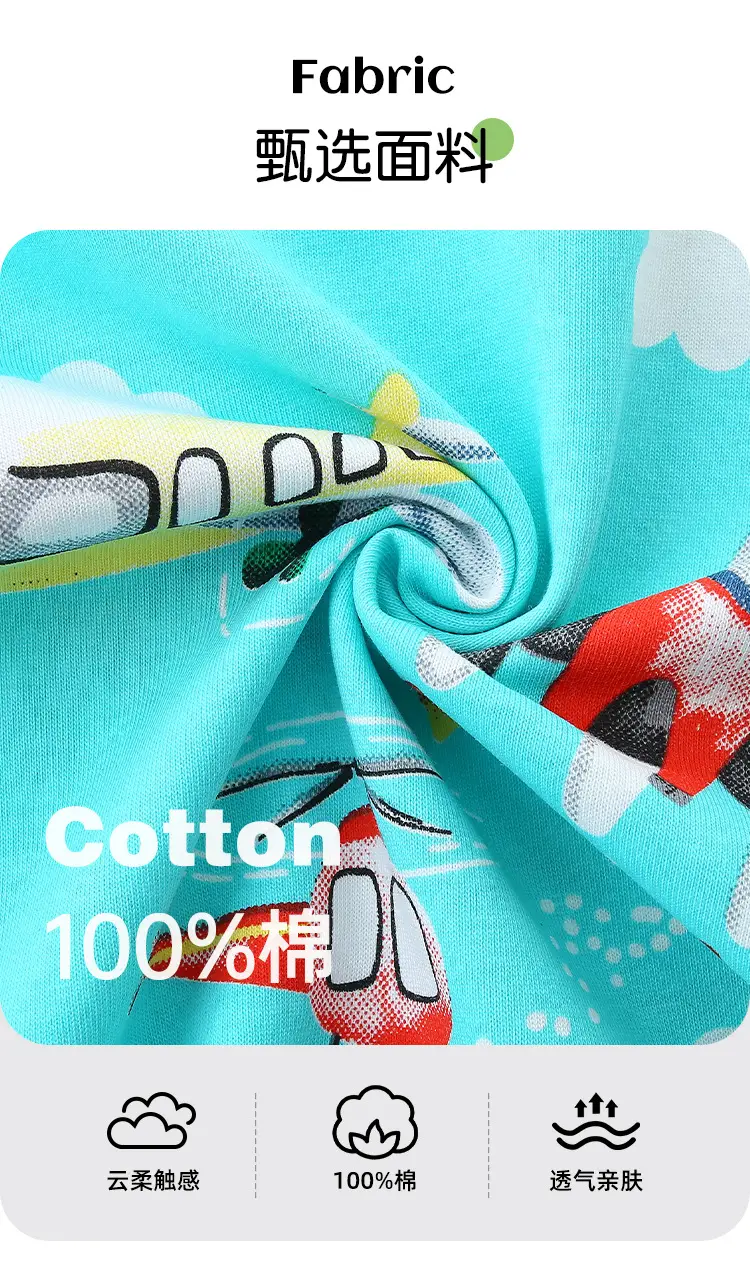 Kids Cartoon T-Shirt Blue Short Sleeve Cotton — feature 6