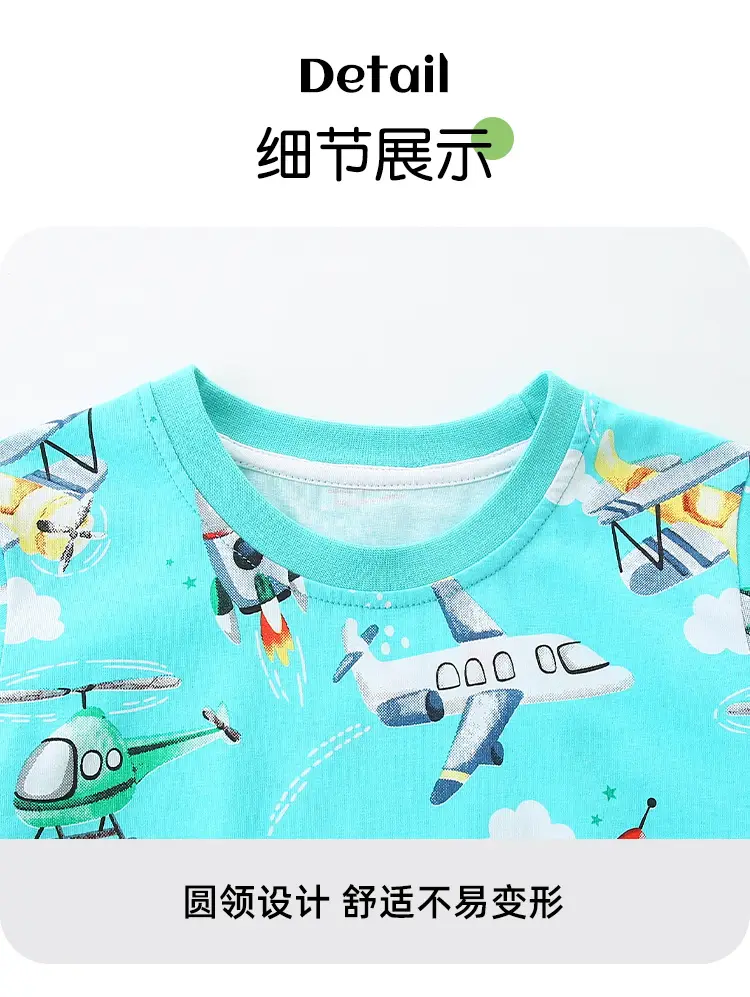 Kids Cartoon T-Shirt Blue Short Sleeve Cotton — feature 8
