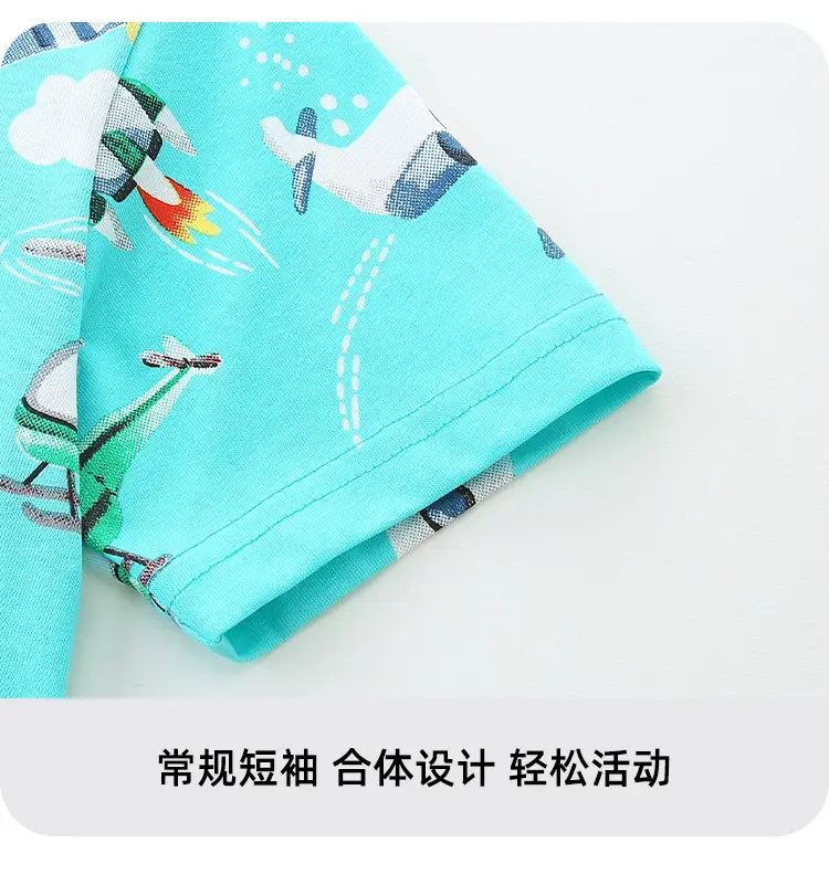 Kids Cartoon T-Shirt Blue Short Sleeve Cotton — feature 9