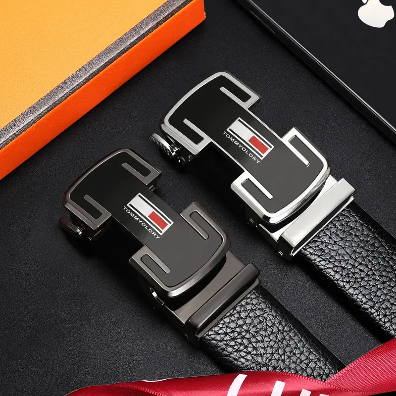 Men's Black Cowhide Belt with Silver Buckle - Image 3
