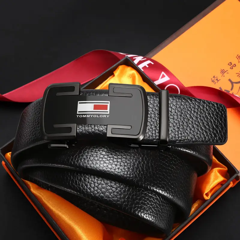 Men's Black Cowhide Belt with Silver Buckle - Image 4