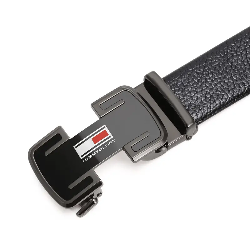 Men's Black Cowhide Belt with Silver Buckle - Image 5