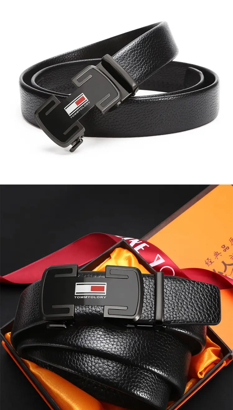 Men's Black Cowhide Belt with Silver Buckle — feature 8