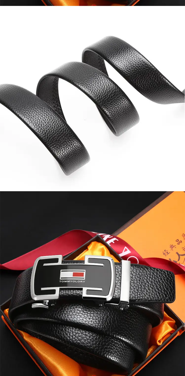 Men's Black Cowhide Belt with Silver Buckle — feature 9