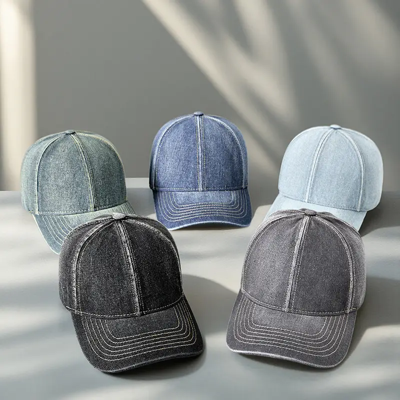 Men's Light Blue Washed Cotton Cowboy Hat UV Resistant Retro Casual - Image 7