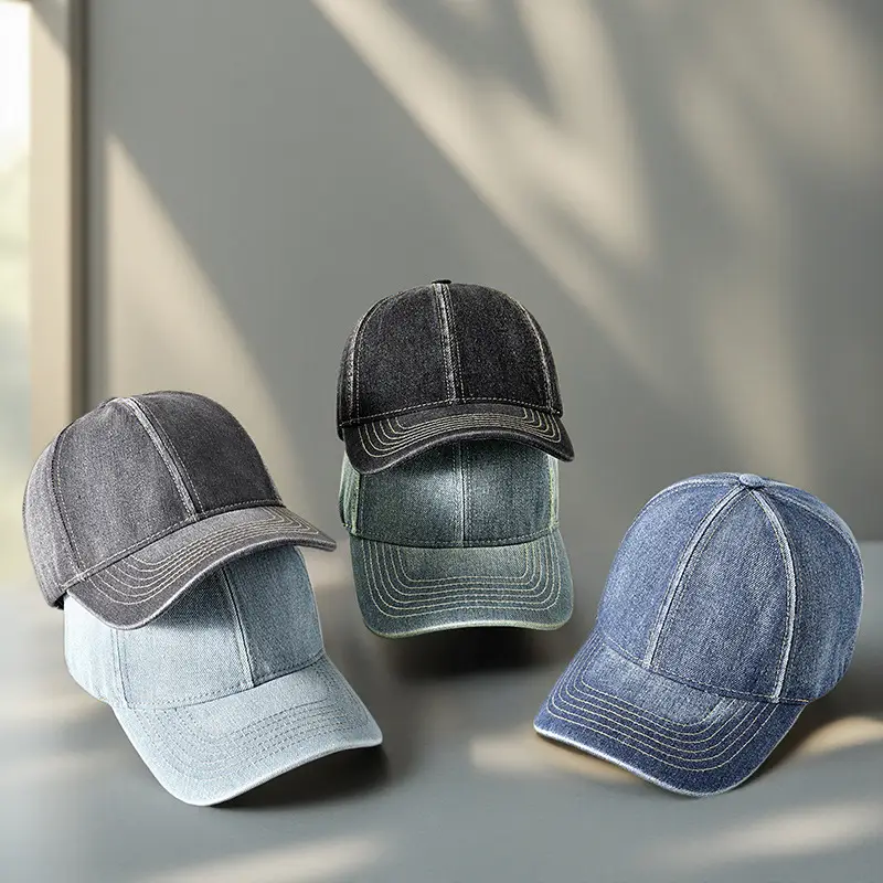 Men's Light Blue Washed Cotton Cowboy Hat UV Resistant Retro Casual - Image 8
