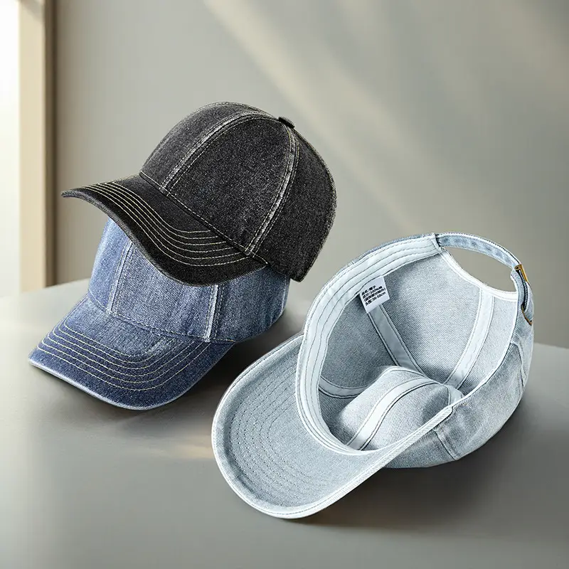 Men's Light Blue Washed Cotton Cowboy Hat UV Resistant Retro Casual - Image 9
