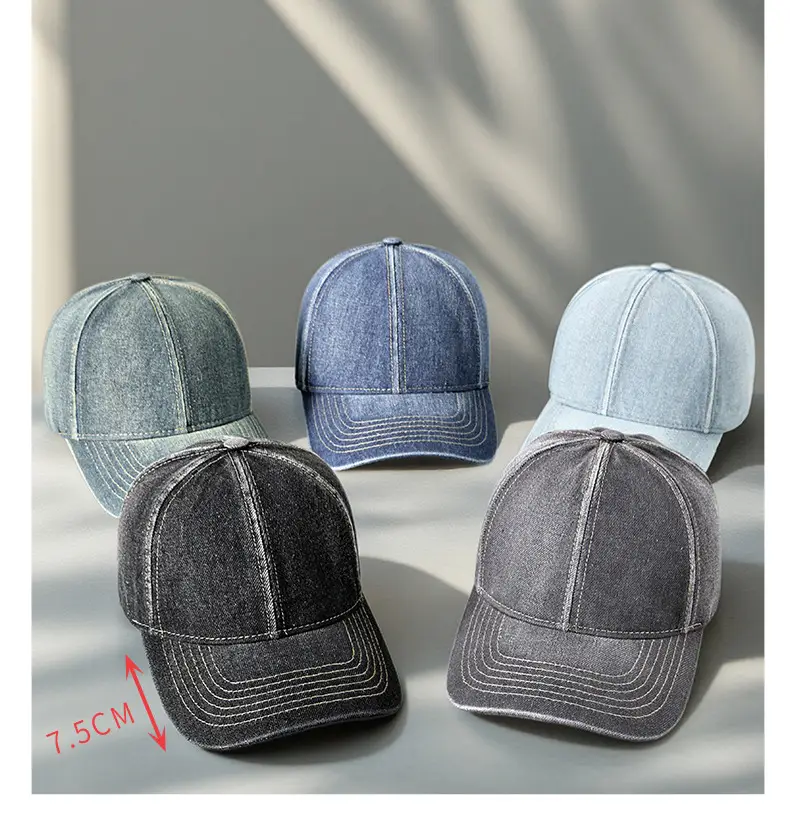 Men's Light Blue Washed Cotton Cowboy Hat UV Resistant Retro Casual — feature 13