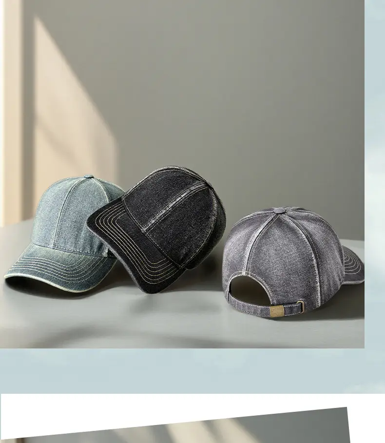 Men's Light Blue Washed Cotton Cowboy Hat UV Resistant Retro Casual — feature 17