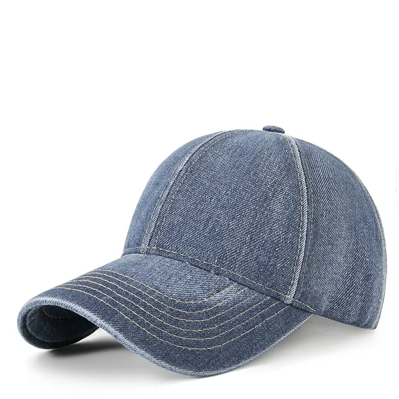 Men's Light Blue Washed Cotton Cowboy Hat UV Resistant Retro Casual - Image 3