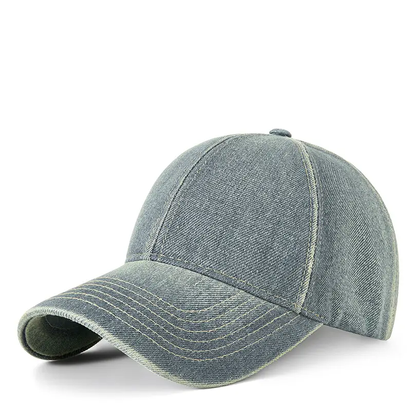Men's Light Blue Washed Cotton Cowboy Hat UV Resistant Retro Casual - Image 4