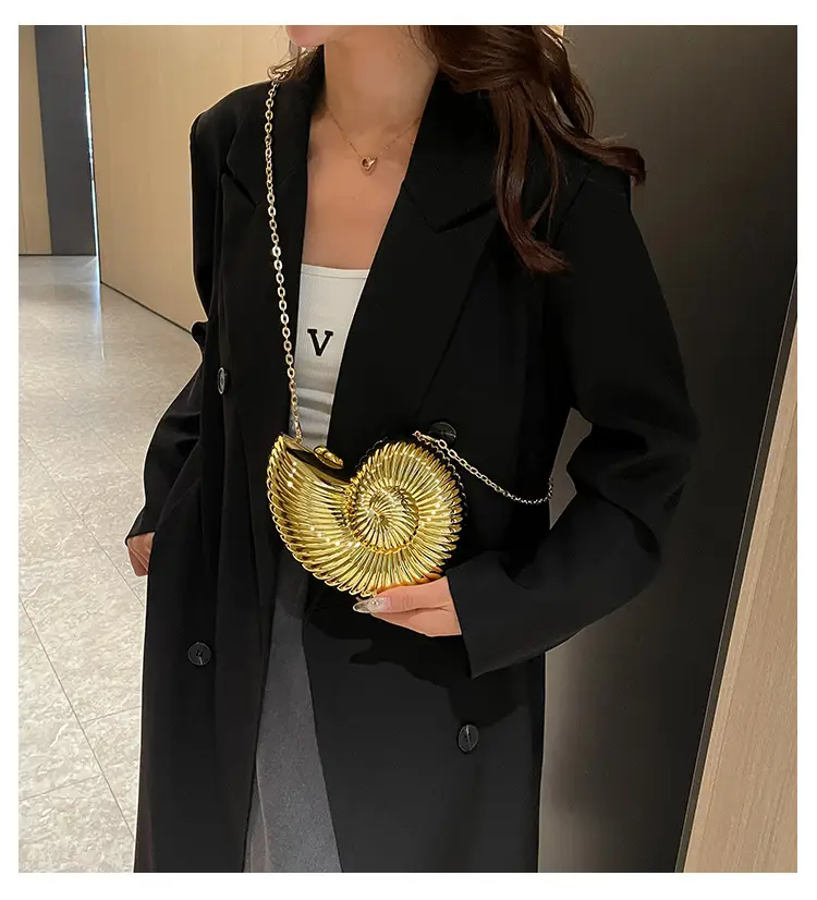 2025 Gold Spiral Shoulder Crossbody Bag with Chain — feature 1
