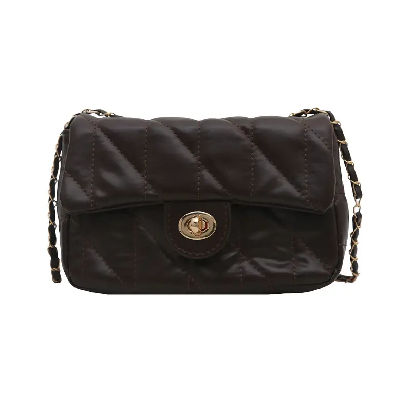 Women's Rhombic Chain Shoulder Bag Brown 2024 - Image 8