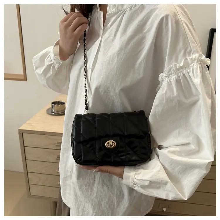 Women's Rhombic Chain Shoulder Bag Brown 2024 — feature 26