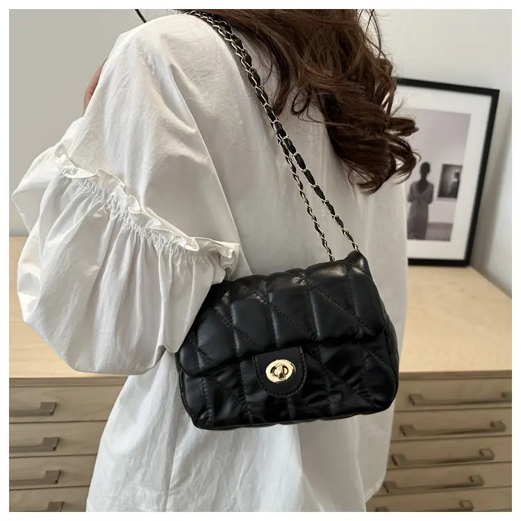 Women's Rhombic Chain Shoulder Bag Brown 2024 — feature 30