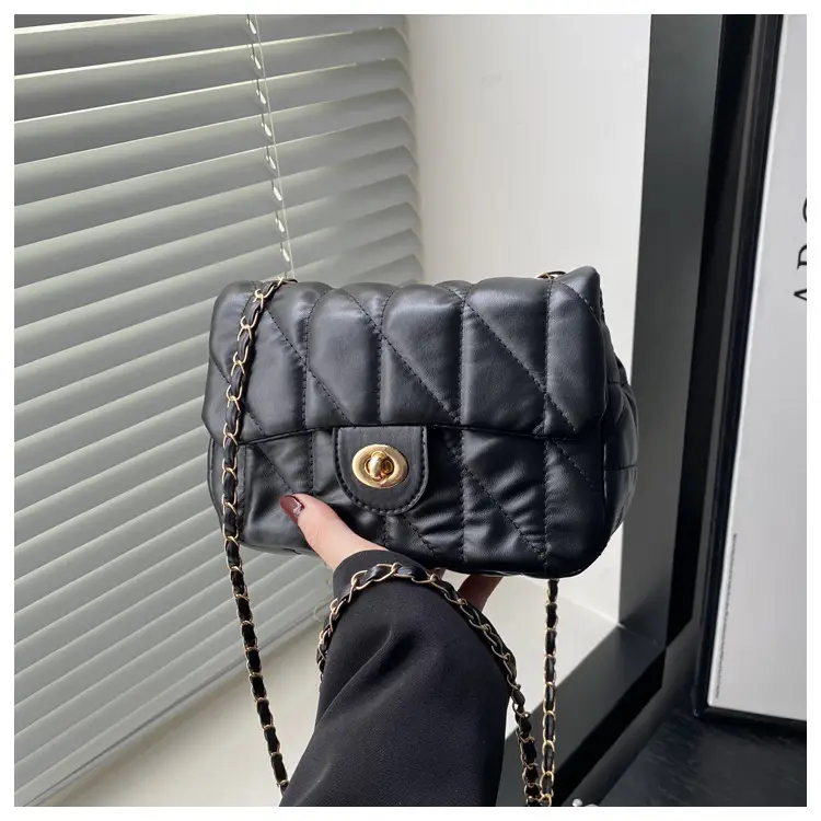 Women's Rhombic Chain Shoulder Bag Brown 2024 — feature 9
