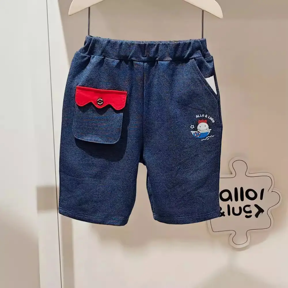 Kids Round Neck T-Shirt Navy Blue Shorts Set - Image 5