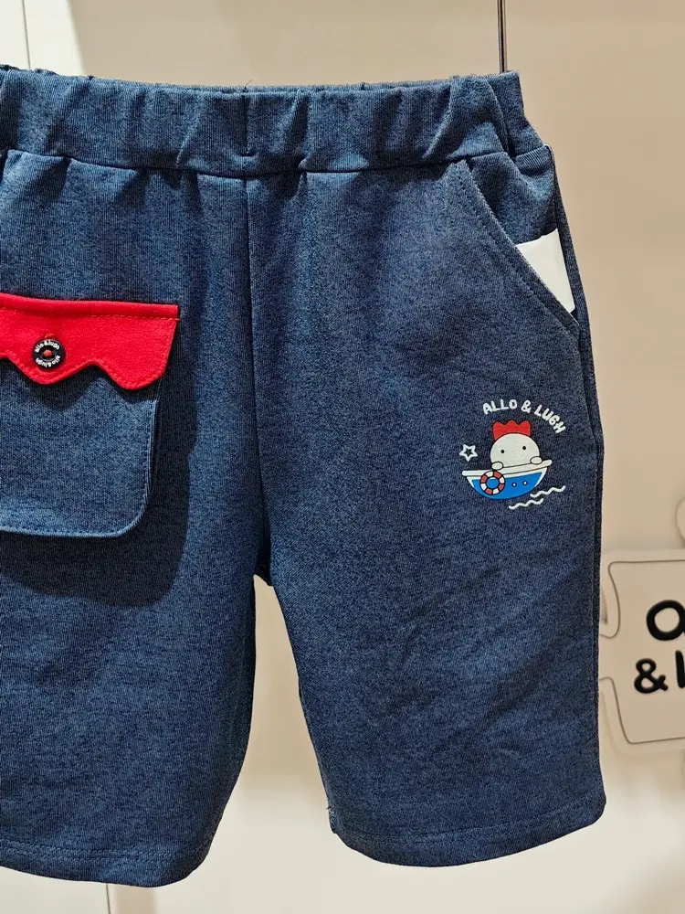 Kids Round Neck T-Shirt Navy Blue Shorts Set — feature 31