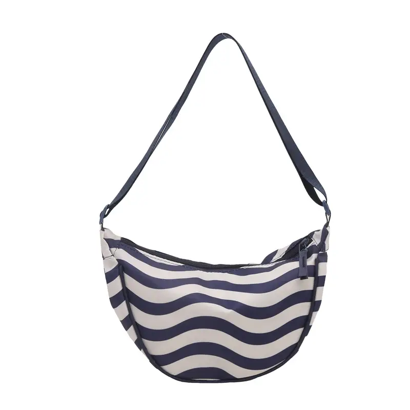 Women's Striped Shoulder Crossbody Bag Gold White - Image 9