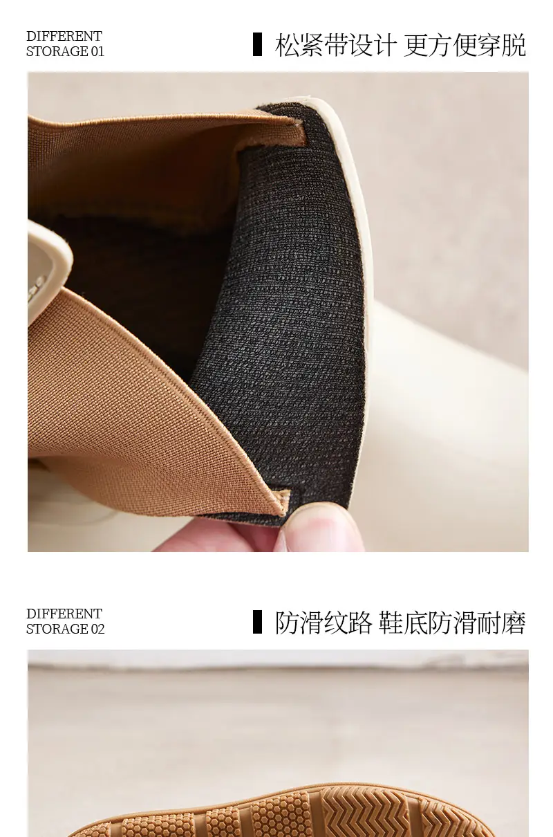 Couple's new elastic rain boots low and medium rain boots Chelsea waterproof non-slip rain outdoor can wear men's and women's boots — feature 10