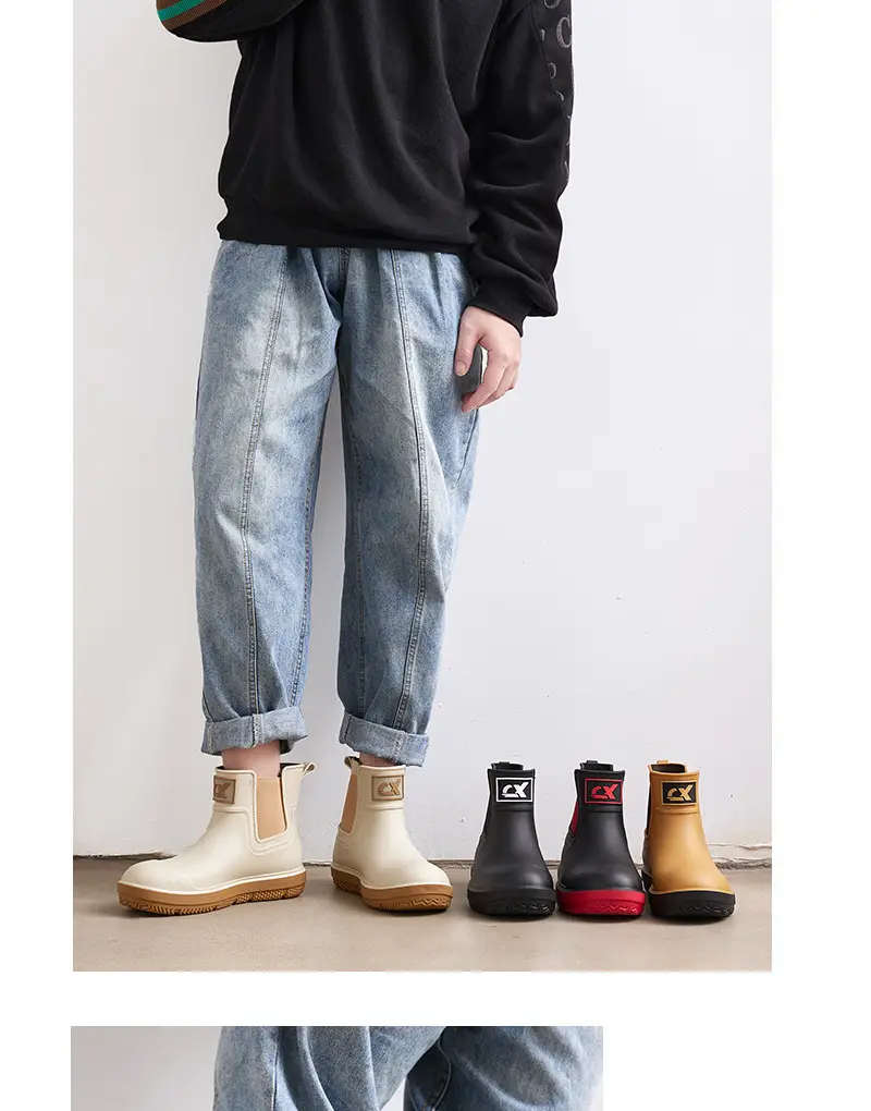 Couple's new elastic rain boots low and medium rain boots Chelsea waterproof non-slip rain outdoor can wear men's and women's boots — feature 13