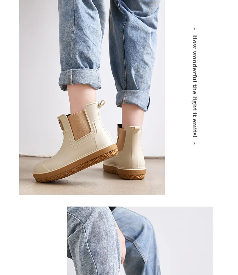 Couple's new elastic rain boots low and medium rain boots Chelsea waterproof non-slip rain outdoor can wear men's and women's boots — feature 14