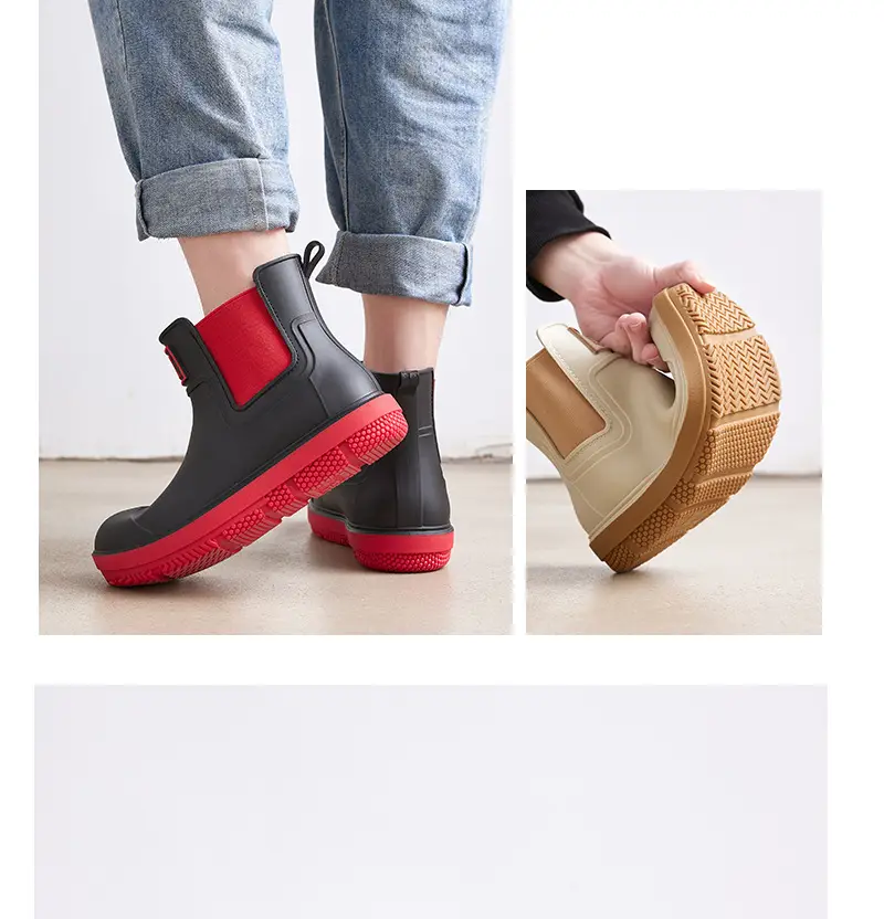 Couple's new elastic rain boots low and medium rain boots Chelsea waterproof non-slip rain outdoor can wear men's and women's boots — feature 20