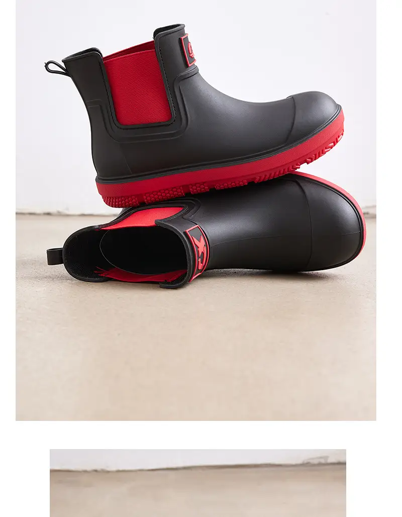 Couple's new elastic rain boots low and medium rain boots Chelsea waterproof non-slip rain outdoor can wear men's and women's boots — feature 21