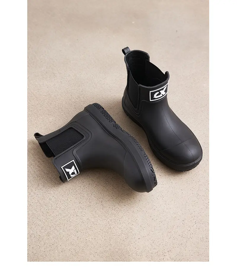Couple's new elastic rain boots low and medium rain boots Chelsea waterproof non-slip rain outdoor can wear men's and women's boots — feature 23