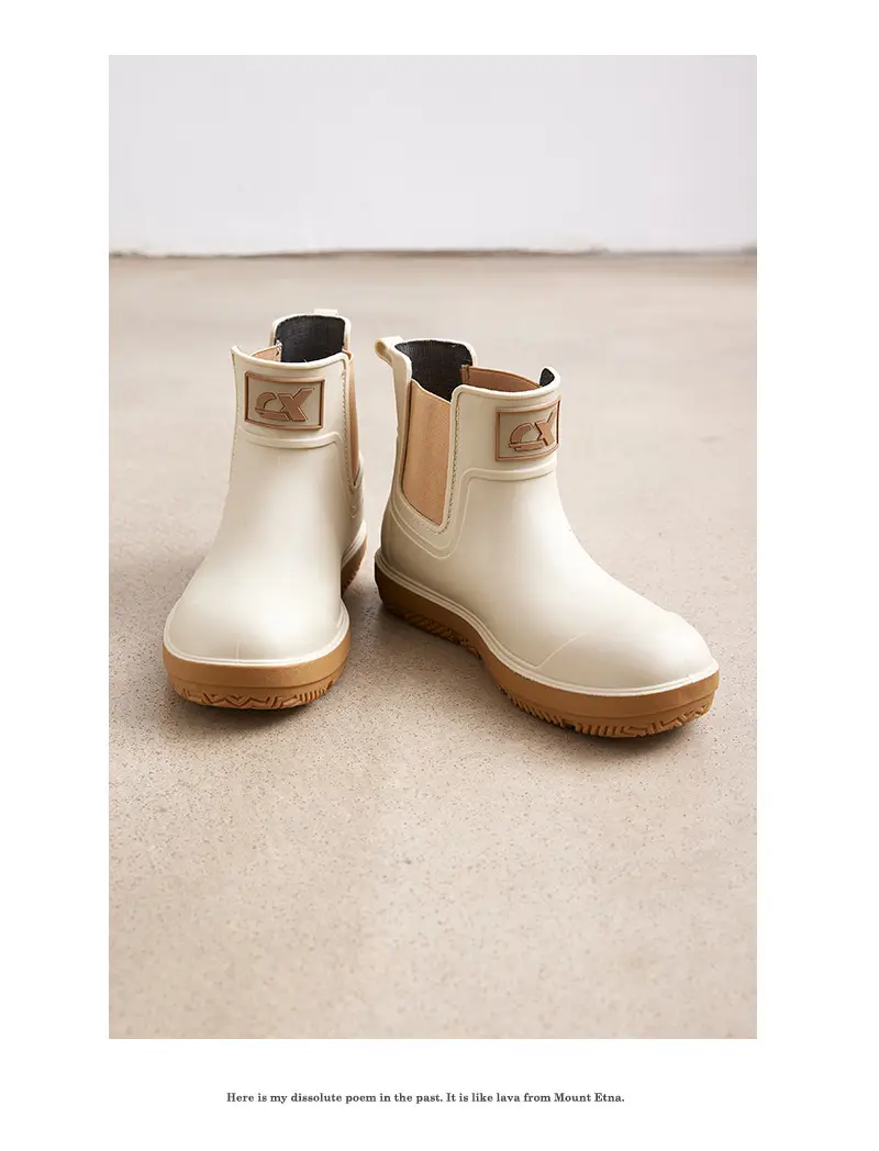 Couple's new elastic rain boots low and medium rain boots Chelsea waterproof non-slip rain outdoor can wear men's and women's boots — feature 24