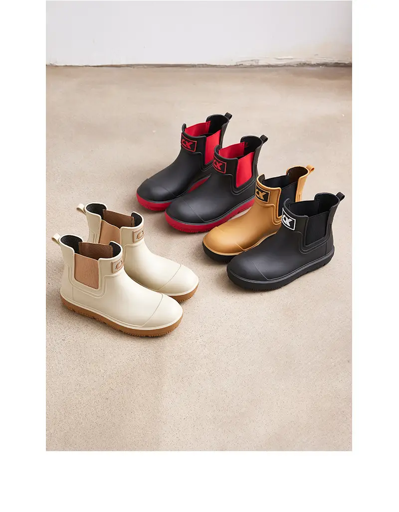 Couple's new elastic rain boots low and medium rain boots Chelsea waterproof non-slip rain outdoor can wear men's and women's boots — feature 25