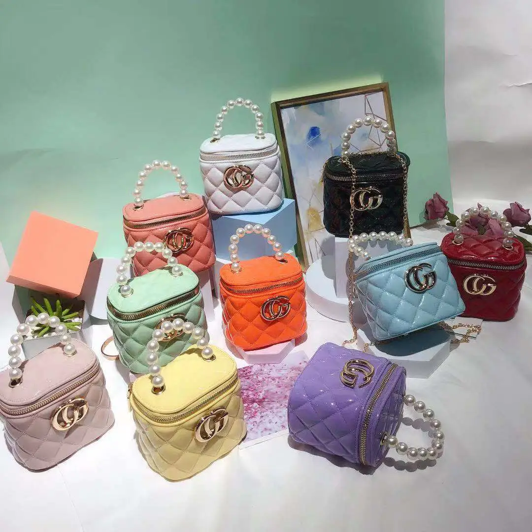 Jelly Quilted Cosmetic Bag Pearl Chain Shoulder Crossbody - Image 13