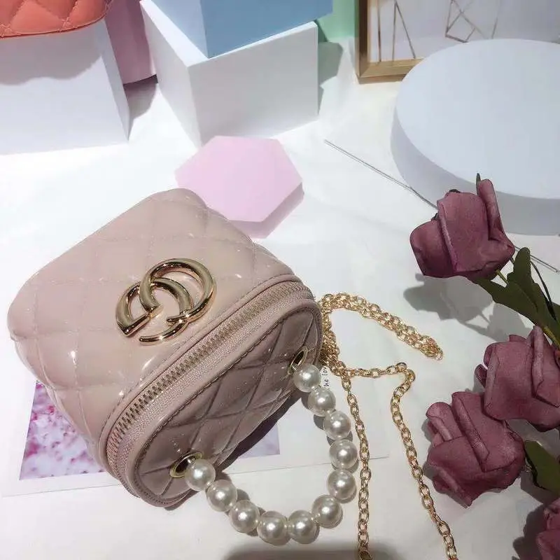 Jelly Quilted Cosmetic Bag Pearl Chain Shoulder Crossbody - Image 9