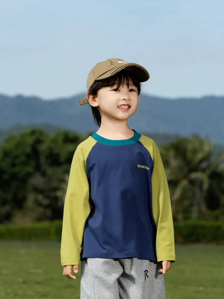 Kids Raglan Sleeve T-Shirt Blue Green Boy All-match - Image 6