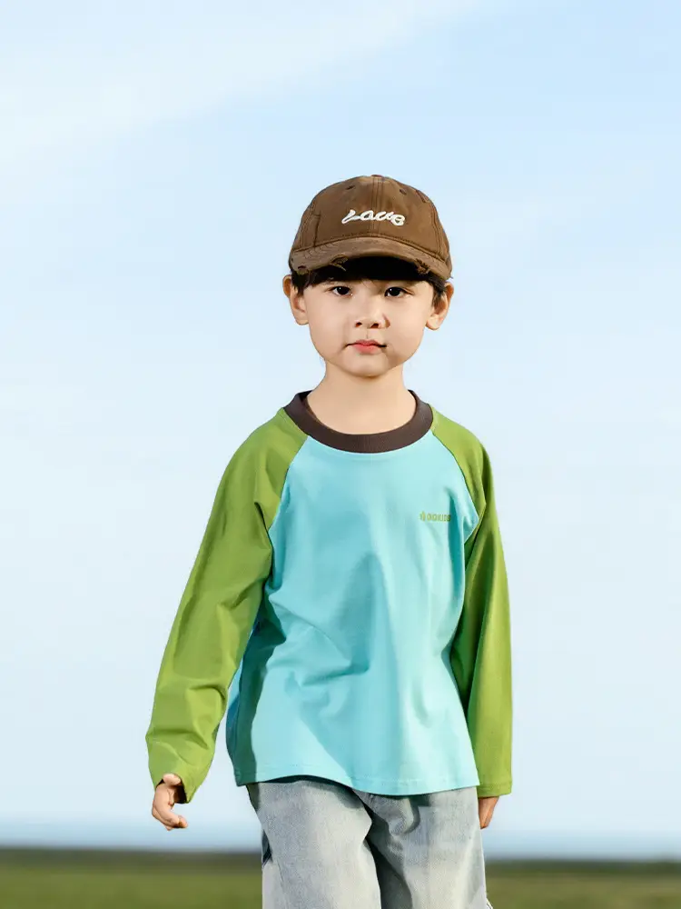 Kids Raglan Sleeve T-Shirt Blue Green Boy All-match - Image 8