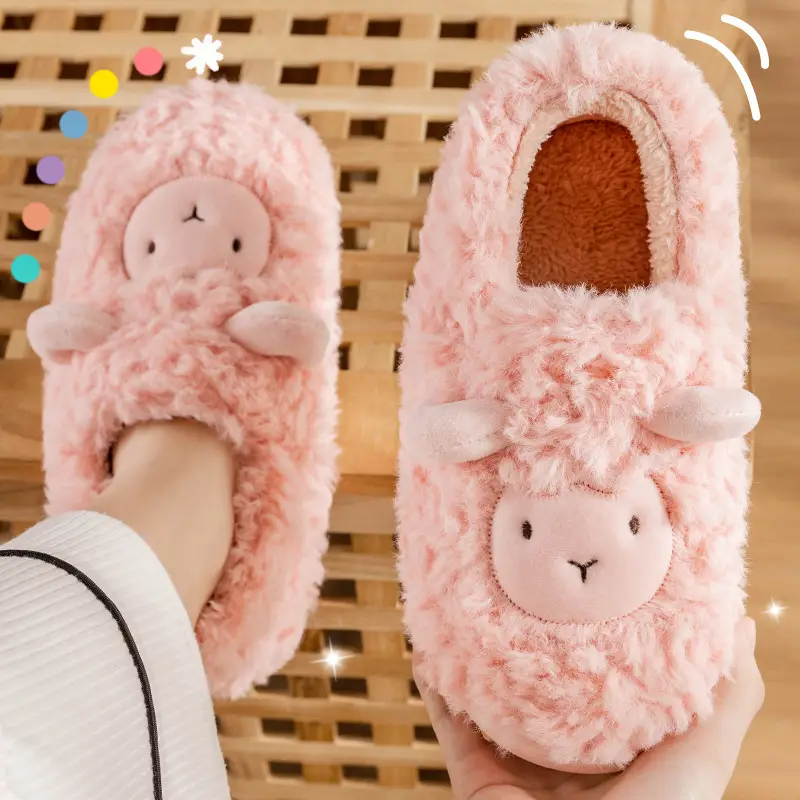 Cotton Slippers for Winter Indoor Home Use, Couple's Plush Slippers for Outdoor Wear, Autumn and Winter Height-Increasing Couple's Style, Non-Slip - Image 2